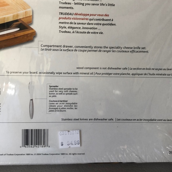 🆕 Trudeau Cheese Serving Set Bamboo Sealed - Picture 7 of 8